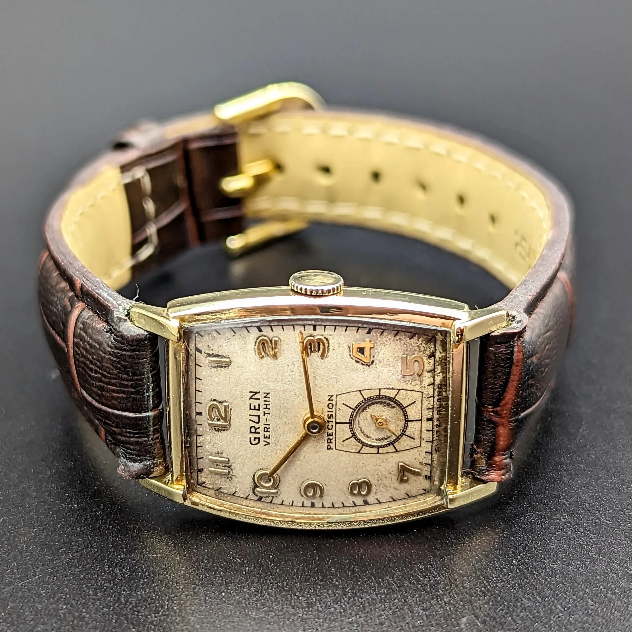GRUEN Precision Wristwatch 14K GOLD Swiss Cal. 430 17 Jewel Vintage Watch