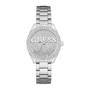 Guess Glitter Girl Silver Stainless Steel Silver Dial Quartz Watch for Ladies - W0987L1