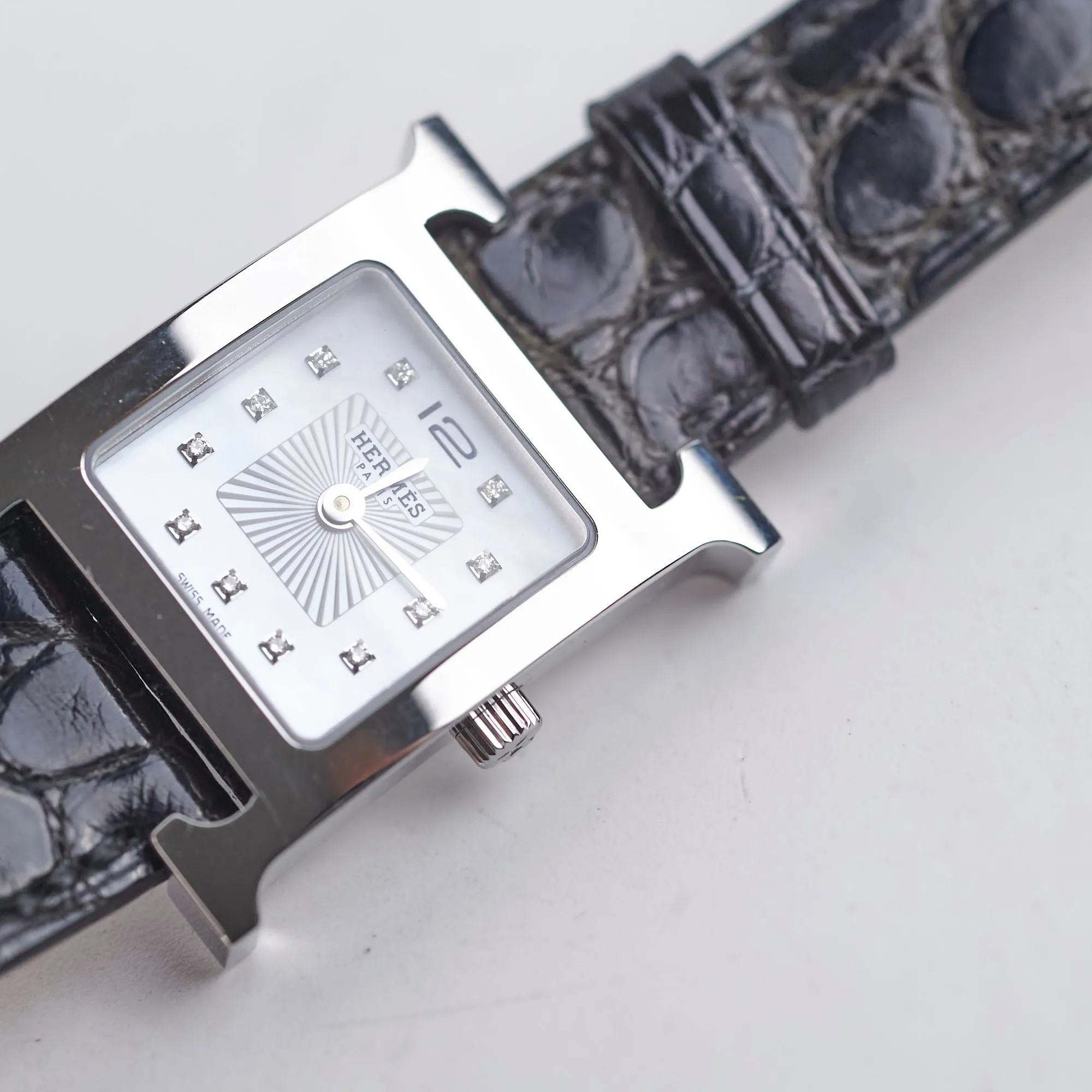 Hermes Heure H Watch Black Diamond Small 25mm