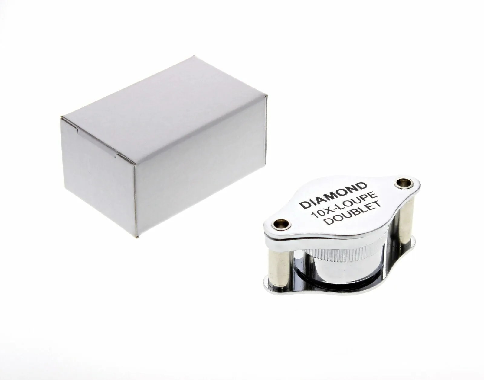 JEWELERS LOUPE 10X POWER DIAMOND DOUBLET LOUPE SILVER MAGNIFIER TOOL S/STEEL
