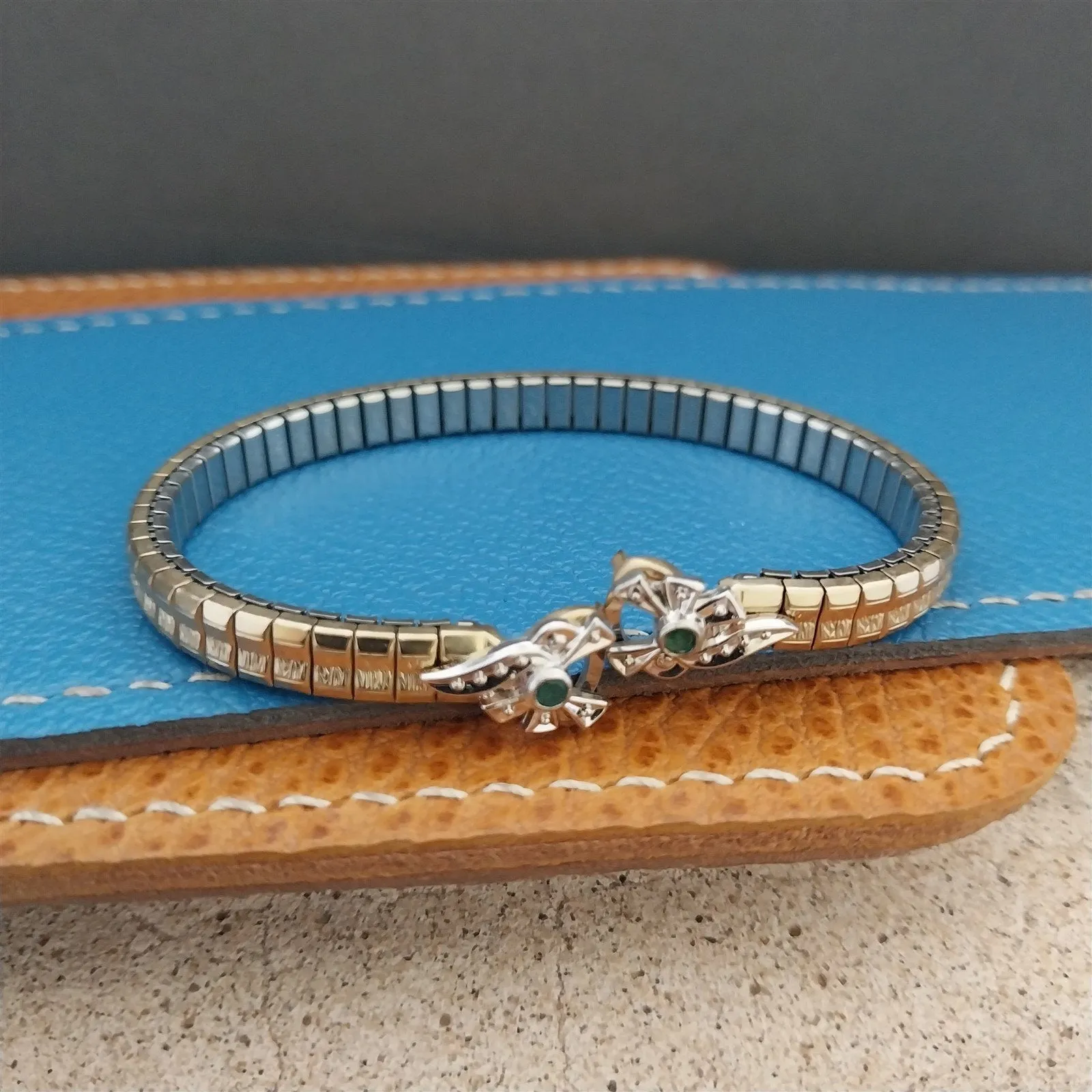 Ladies 10k Gold-Filled & Emerald Single-Lug Speidel Unused Vintage Watch Band