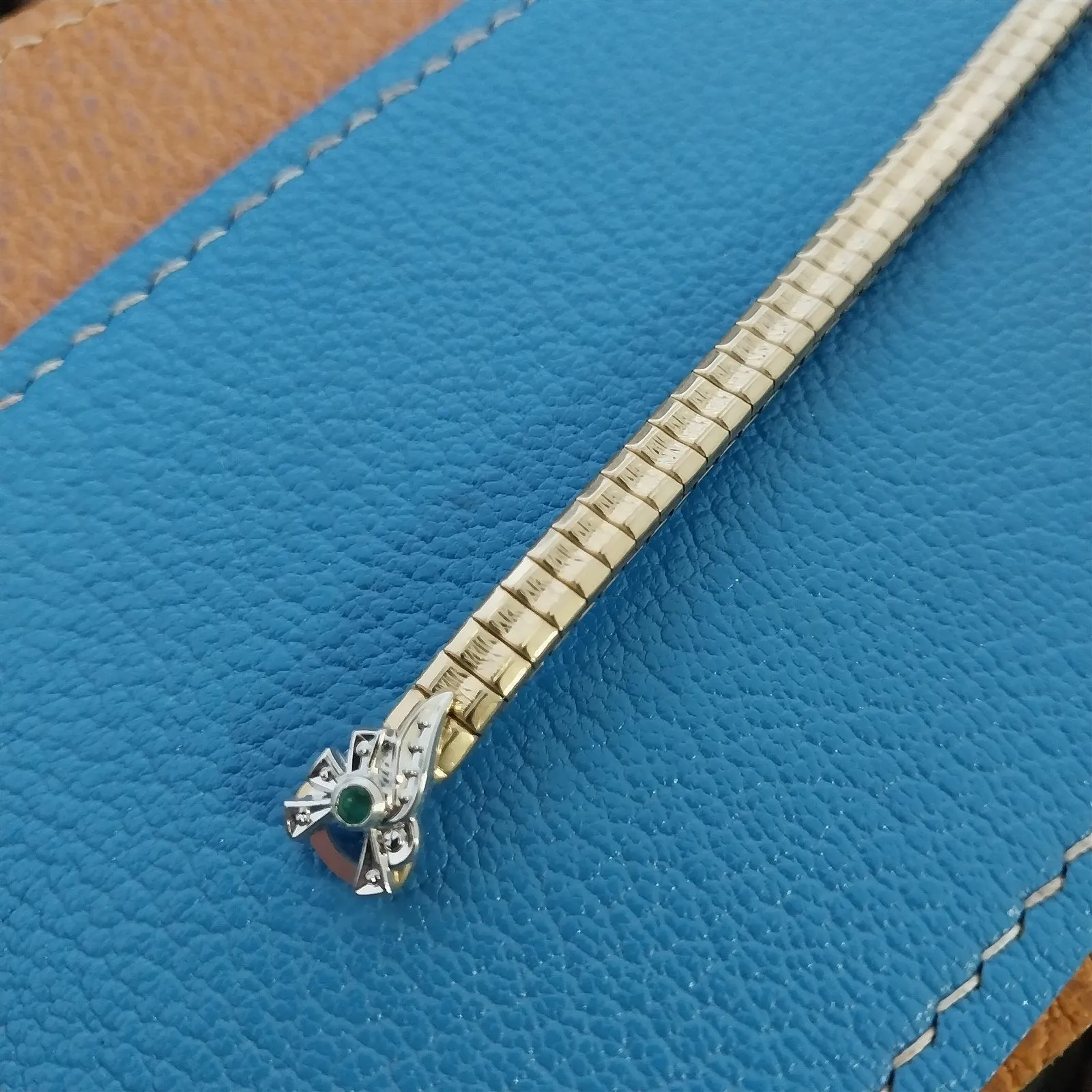 Ladies 10k Gold-Filled & Emerald Single-Lug Speidel Unused Vintage Watch Band