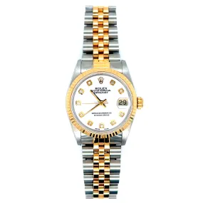 Ladies Rolex 31MM Datejust White Diamond Dial