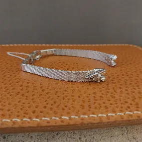 Ladies White Gold Filled Speidel Diamond Mesh Single-Lug nos Vintage Watch Band