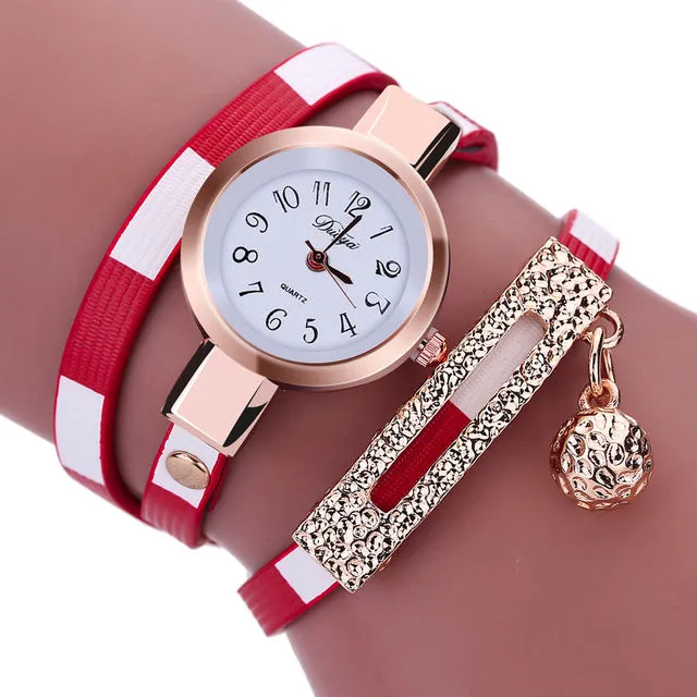 Leather Wrap Around Quartz Watch Women's Dress Bracelet  Wrist Watches Women Clock Luxury Brand Relogio Feminino #LH