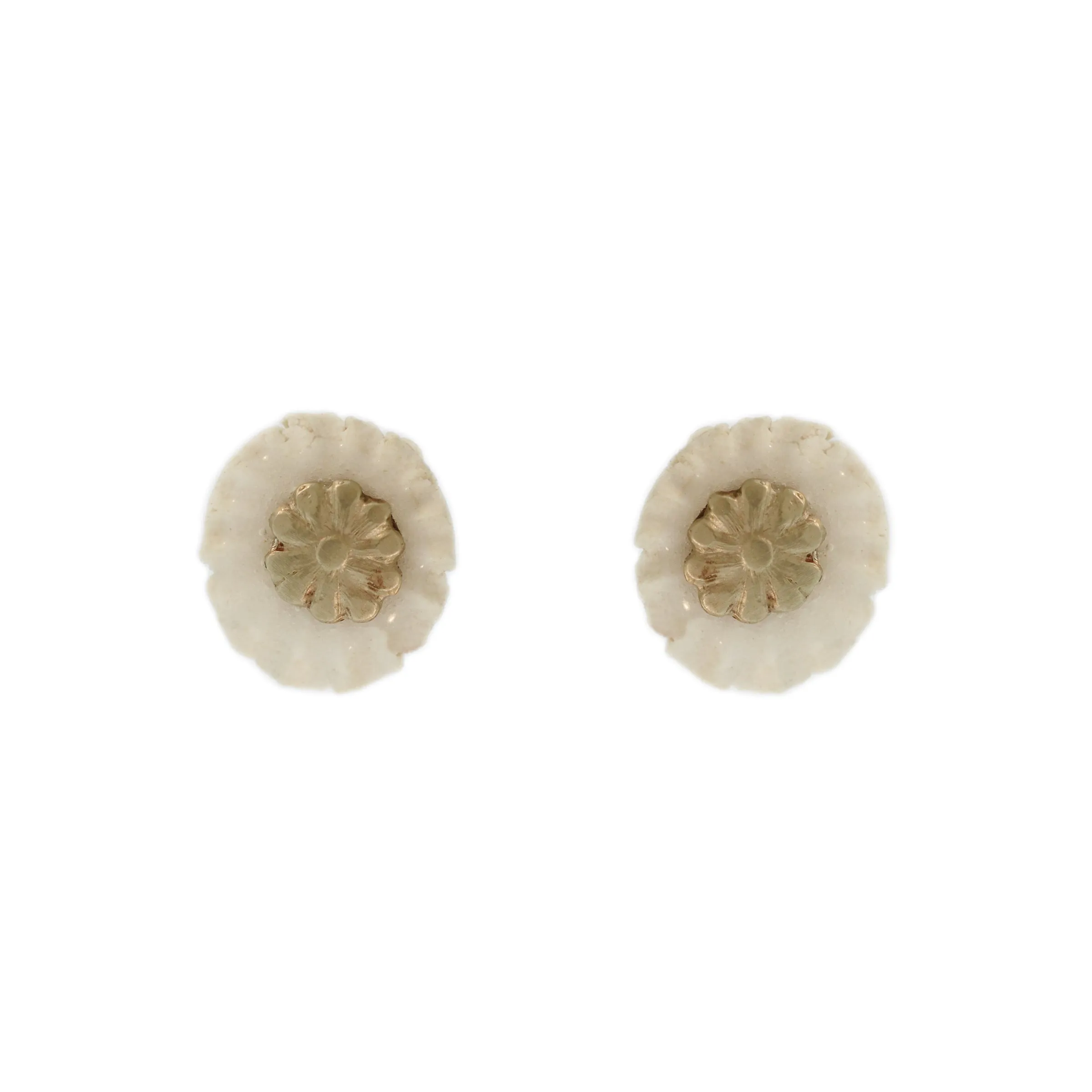 LFrank   Carey Lowell - Porcelain Button Flower Stud Earring