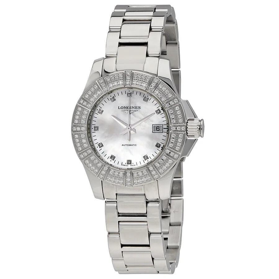 Longines Conquest Automatic Mother of Pearl Dial Ladies Watch L3.180.0.87.6