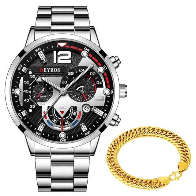 Men Classic Gold Stainless Steel Quartz Watches