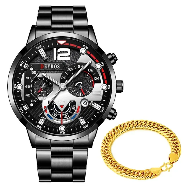 Men Classic Gold Stainless Steel Quartz Watches