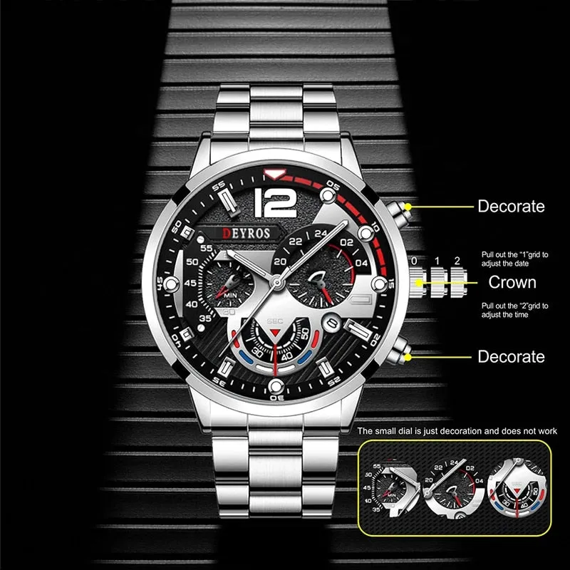 Men Classic Gold Stainless Steel Quartz Watches