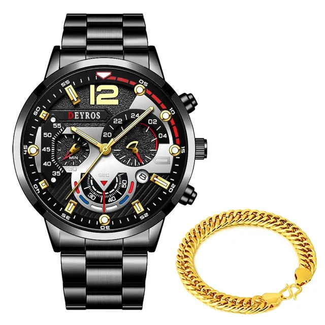 Men Classic Gold Stainless Steel Quartz Watches