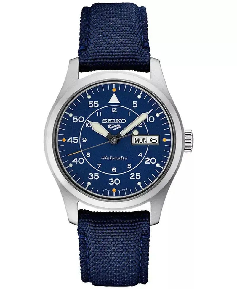 Men'S Automatic 5 Sports Blue Nylon Strap Watch 39Mm
