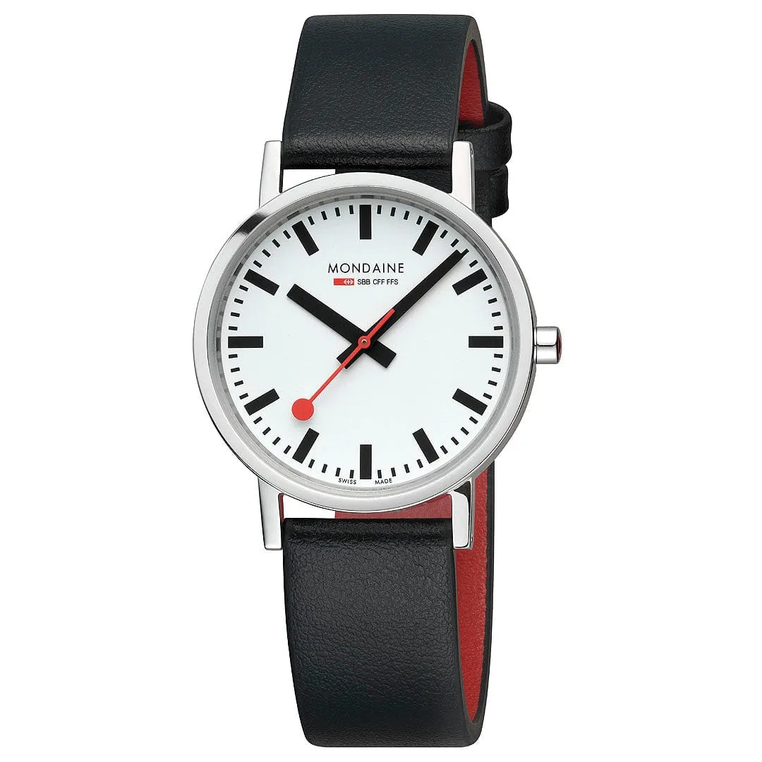 Mondaine CLASSIC, 36MM, BLACK VEGAN WATCH A660.30314.11SBBV