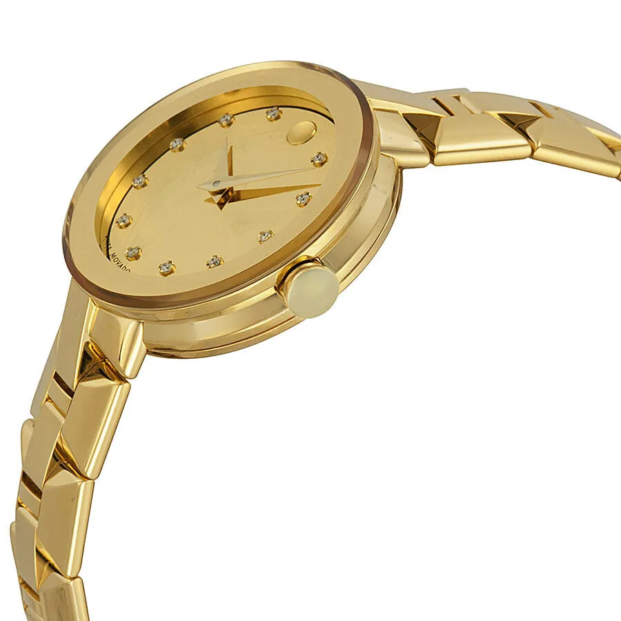 Movado Sapphire Champagne Dial Gold PVD Ladies Watch 0606816