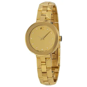 Movado Sapphire Champagne Dial Gold PVD Ladies Watch 0606816