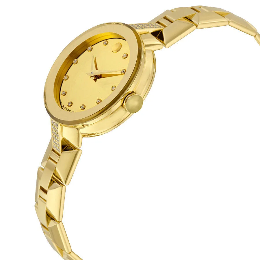 Movado Sapphire Yellow Mirror Diamond Dial Ladies Watch 0606817