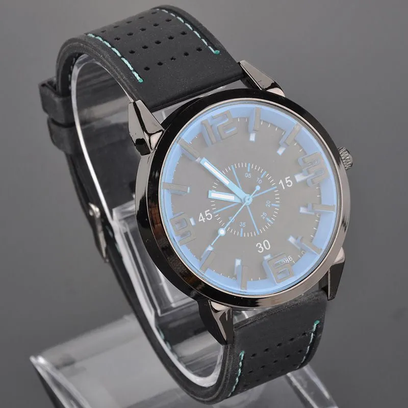 New Men Watch Quartz Watch with Rubber Strap Band Wrist Watch Men Gift