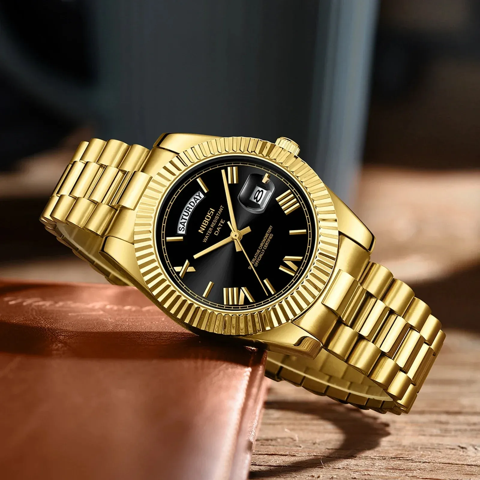 NIBOSI® Men´s Day Date Luxury Watch