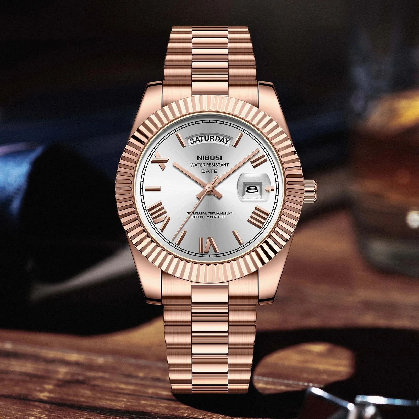 NIBOSI® Men´s Day Date Luxury Watch