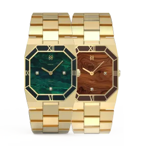 Octagonal Diamond Couple Watches