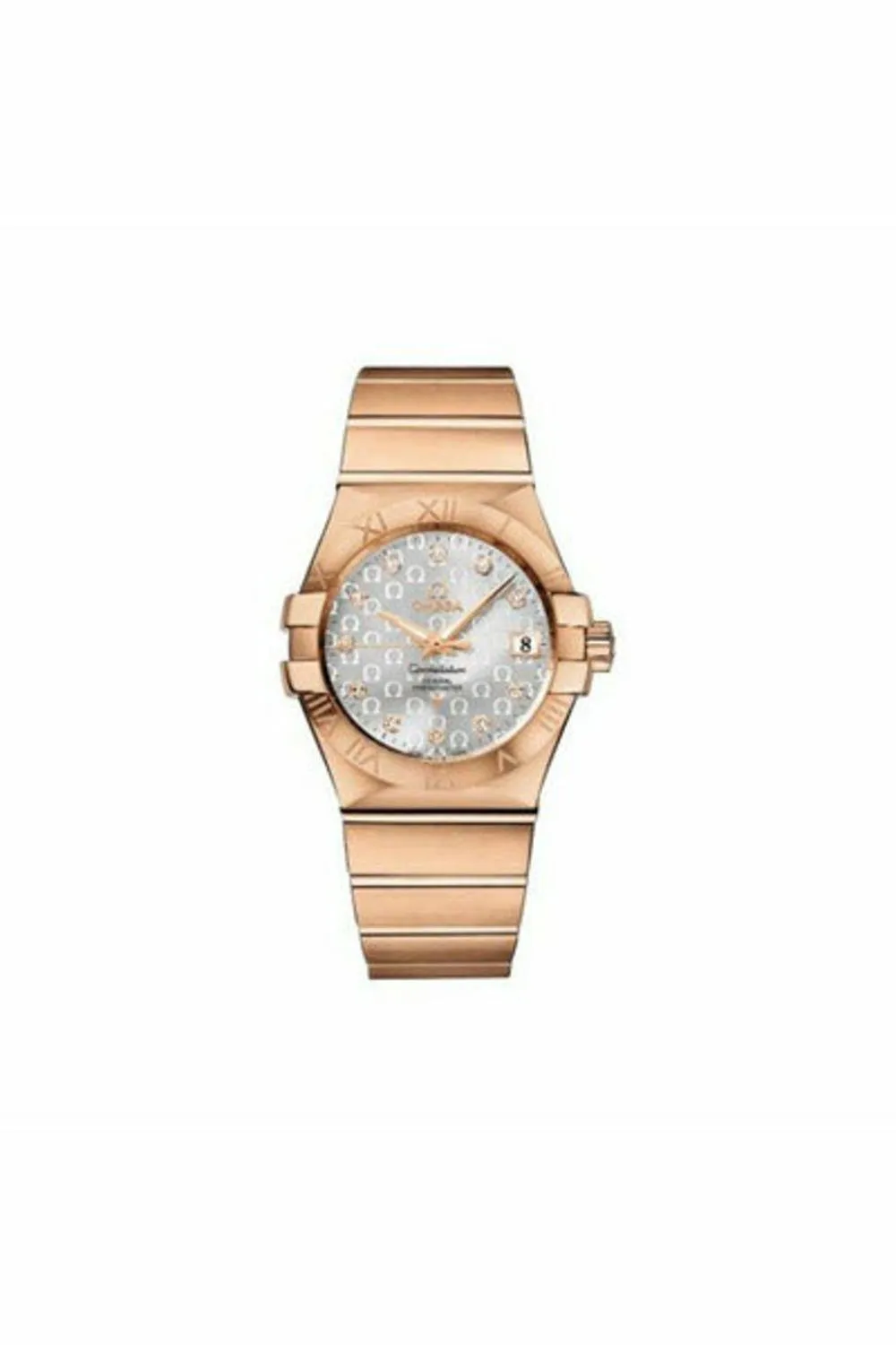 omega constellation 35mm 18kt rose gold men's watch