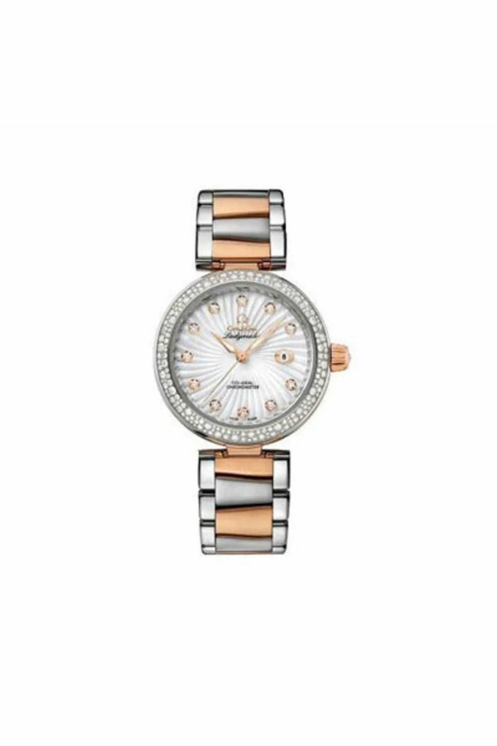omega de ville 34mm stainless steel & 18kt rose gold ladies watch