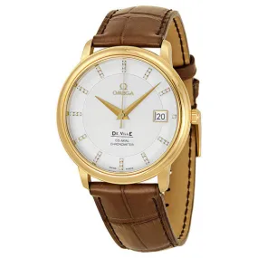 Omega De Ville Prestige Automatic Silver Diamond Dial Yellow Gold Men's Watch 4617.35.02