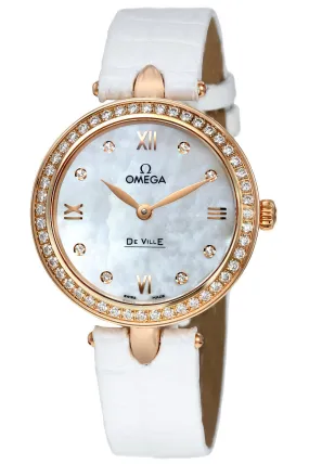 Omega De Ville Prestige White Mother of Pearl Dial Ladies Watch 424.58.27.60.55.002