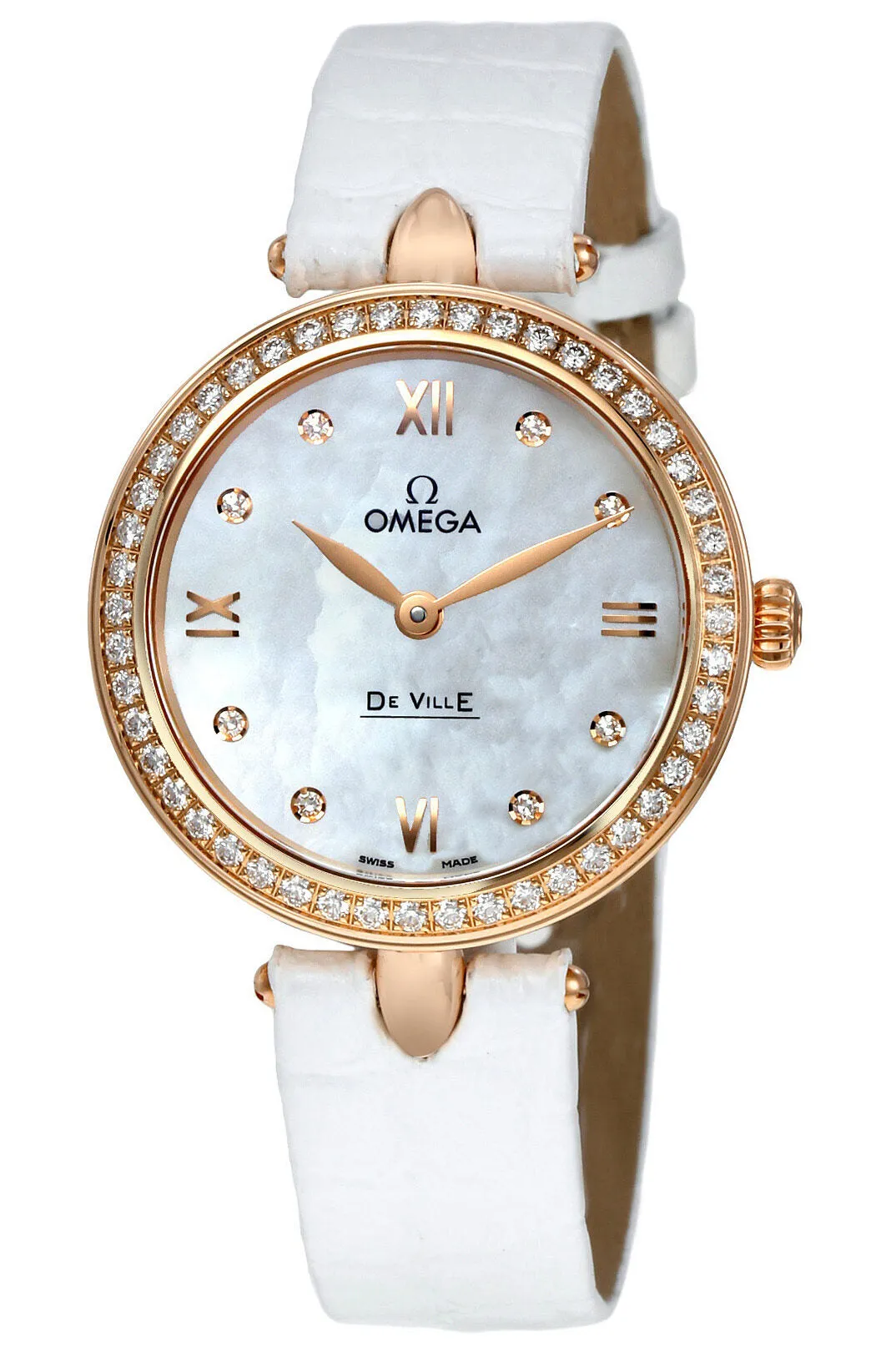 Omega De Ville Prestige White Mother of Pearl Dial Ladies Watch 424.58.27.60.55.002