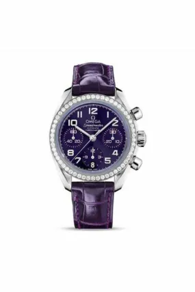 omega speedmaster chronograph 38mm stainless steel purple dial ladies watch