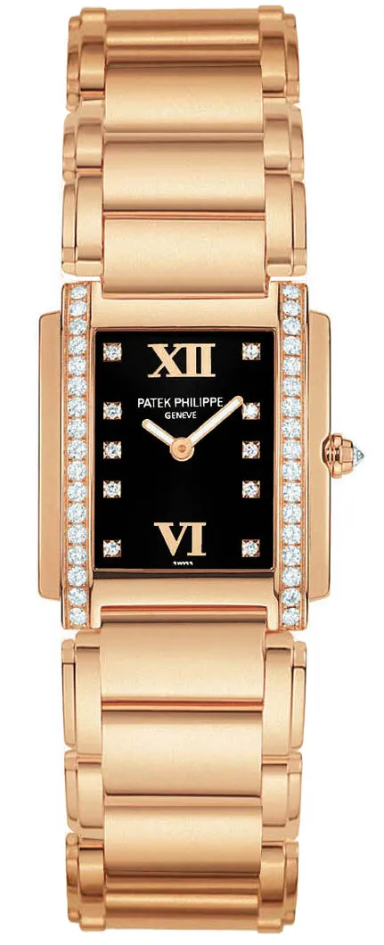 Patek Philippe Black Dial 18kt Rose Gold Diamond Ladies Watch 4908-11R-001 4908/11R-001