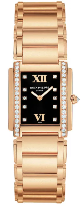 Patek Philippe Black Dial 18kt Rose Gold Diamond Ladies Watch 4908-11R-001 4908/11R-001