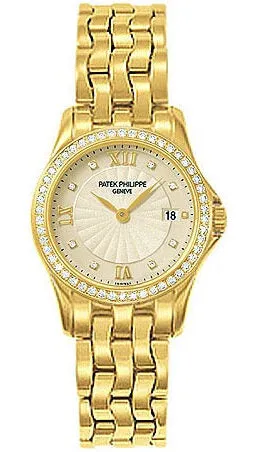 Patek Philippe Calatrava 18kt Yellow Gold Diamond Ladies Watch 4906-101J