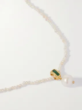 Prado gold vermeil, pearl and emerald necklace
