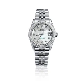 Pre-owned Rolex Stainless Steel Ladies Datejust Diamond MOP Dial with Diamond Bezel