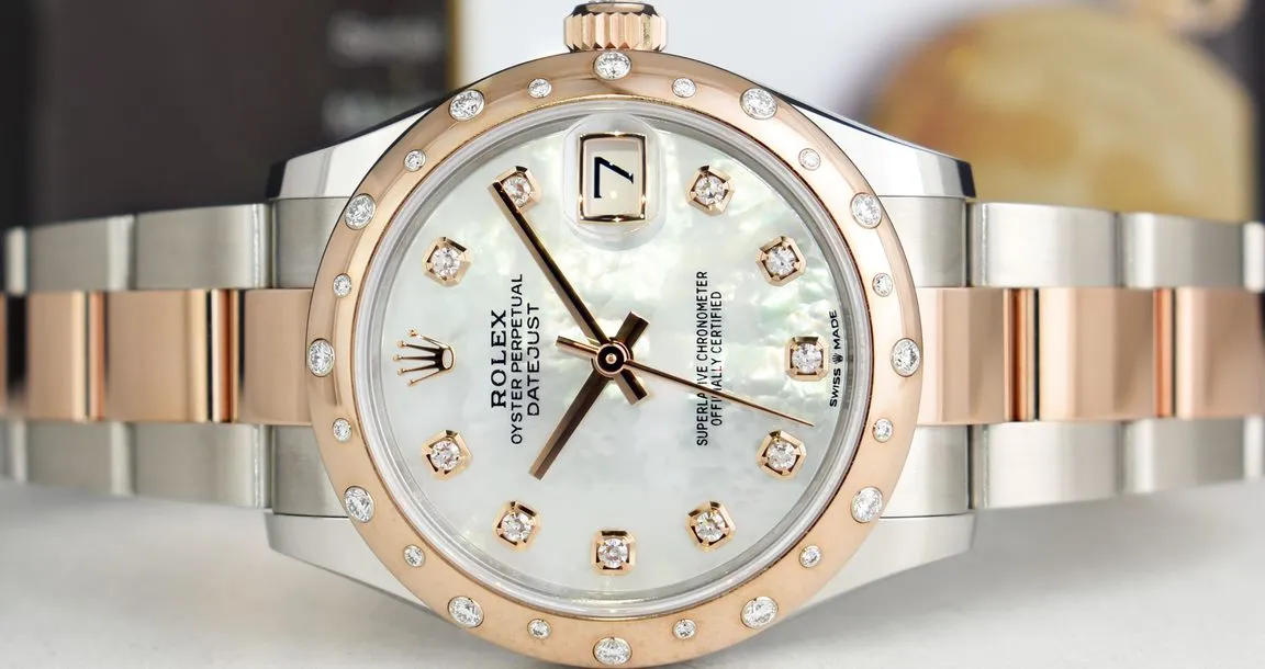 ROLEX 2019 Midsize 18kt Rose Gold & SS Datejust 31 MOP Diamond 278341