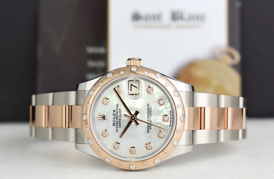 ROLEX 2019 Midsize 18kt Rose Gold & SS Datejust 31 MOP Diamond 278341