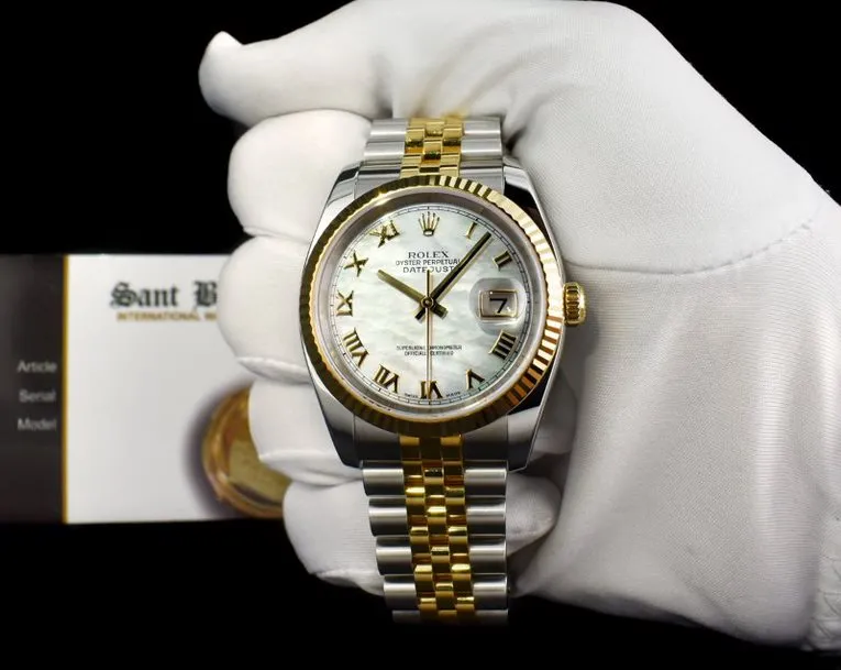 ROLEX - 36mm 18kt Gold & Stainless Steel DateJust MOP Roman 116233