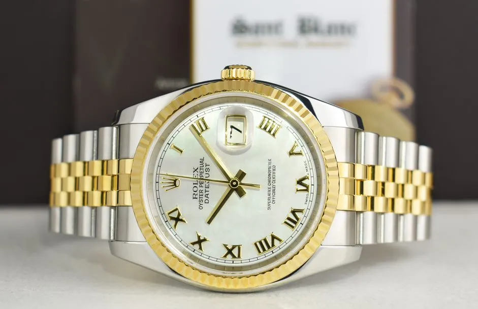 ROLEX - 36mm 18kt Gold & Stainless Steel DateJust MOP Roman 116233
