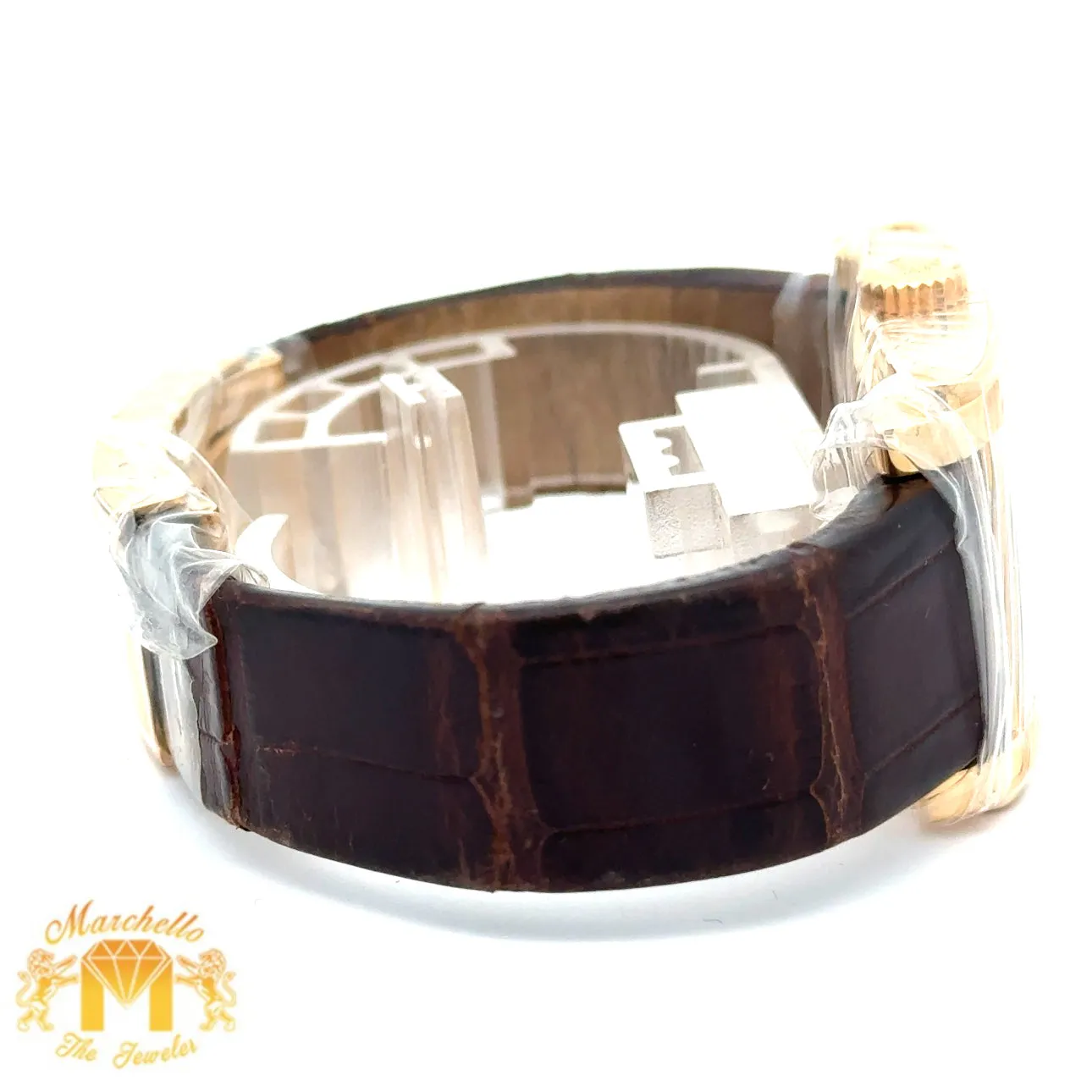 Rolex Cellini Prince Men`s Watch with Brown Leather (Champagne Dial with Roman Numeral Hour Markers)