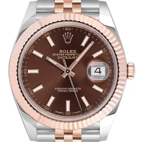 Rolex Datejust 41 Steel and 18ct Everose Gold Chocolate/Index Dial Jubilee 126331
