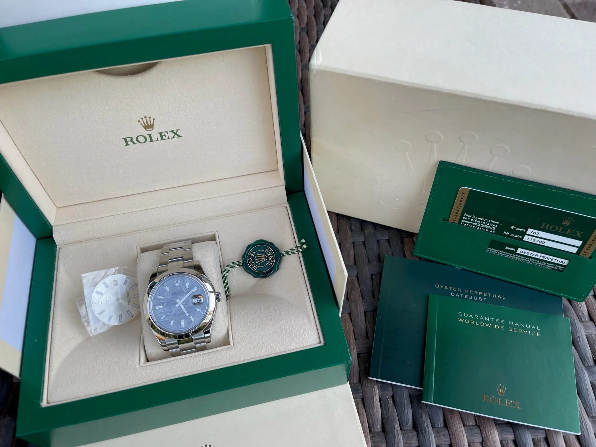 Rolex Datejust 41mm 116300 Stainless Steel Mens Watch Refinished Meteorite Dial Seen on 228349RBR Mint