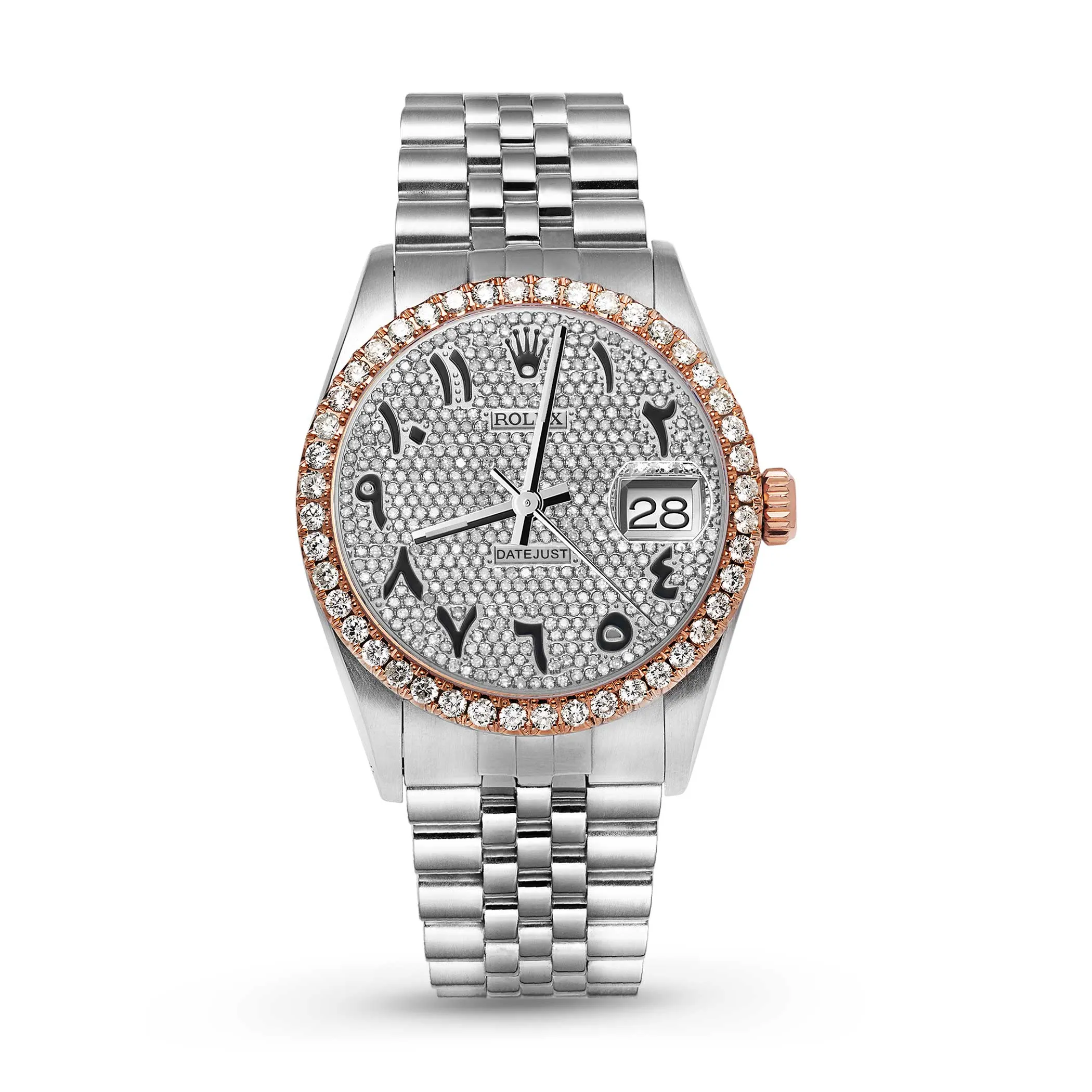 Rolex Datejust Diamond Bezel Watch 36mm Black Arabic Dial | 3.75ct