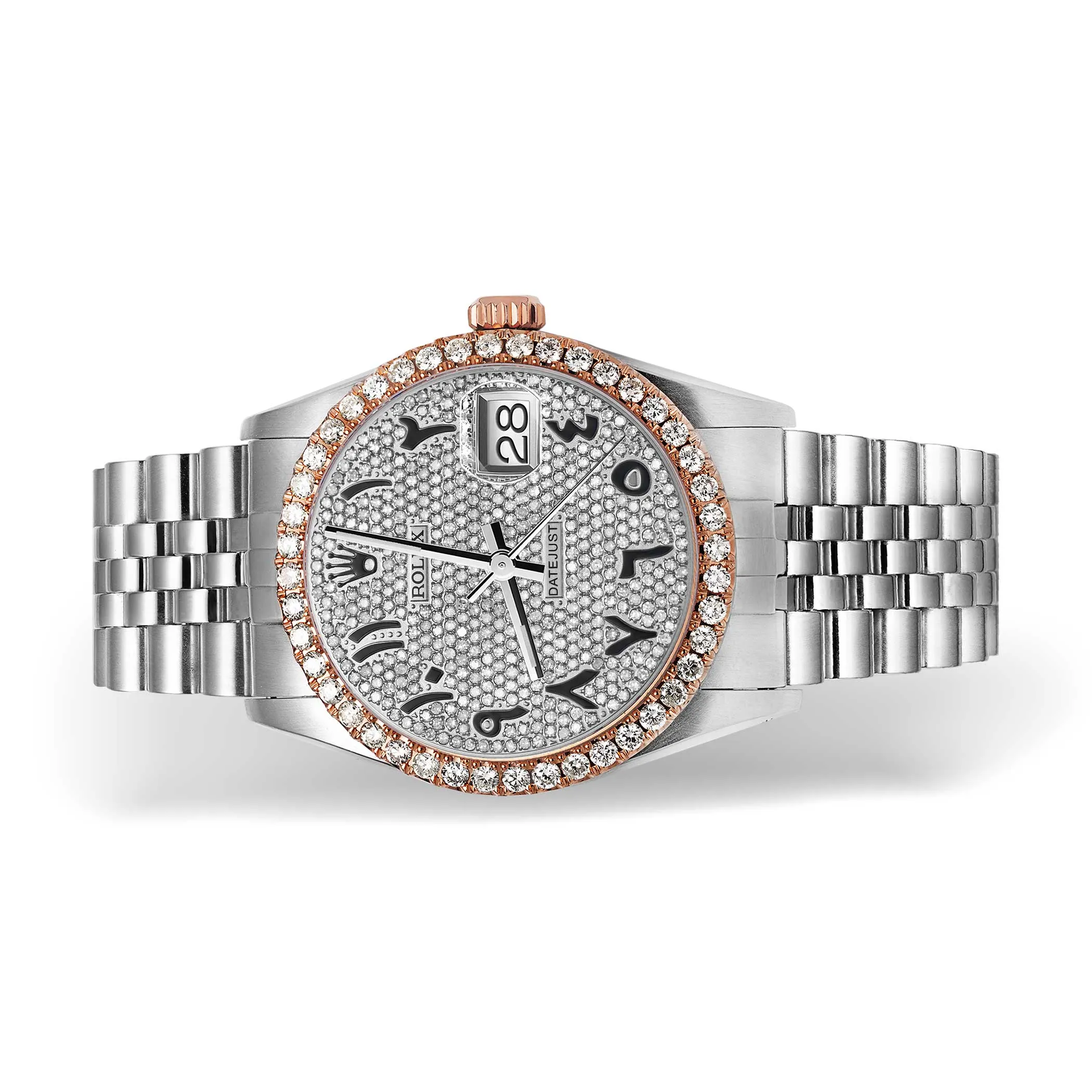 Rolex Datejust Diamond Bezel Watch 36mm Black Arabic Dial | 3.75ct