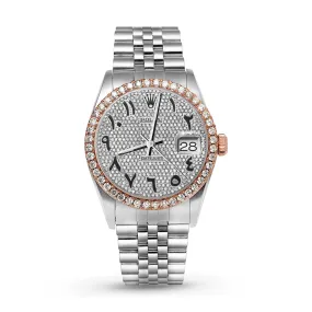 Rolex Datejust Diamond Bezel Watch 36mm Black Arabic Dial | 3.75ct