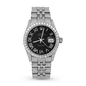 Rolex Datejust Diamond Bezel Watch 36mm Black Dial | 10.25ct