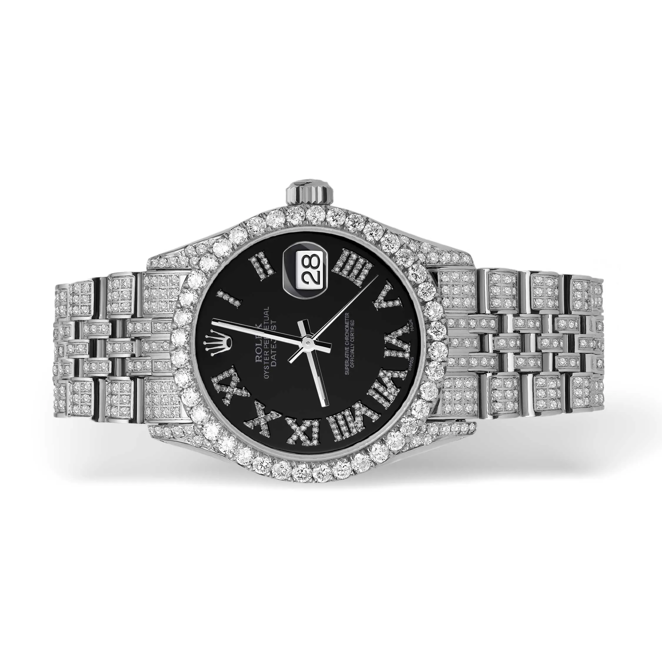 Rolex Datejust Diamond Bezel Watch 36mm Black Dial | 10.25ct