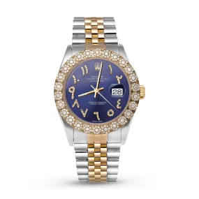 Rolex Datejust Diamond Bezel Watch 36mm Bright Blue Arabic Dial | 2.25ct