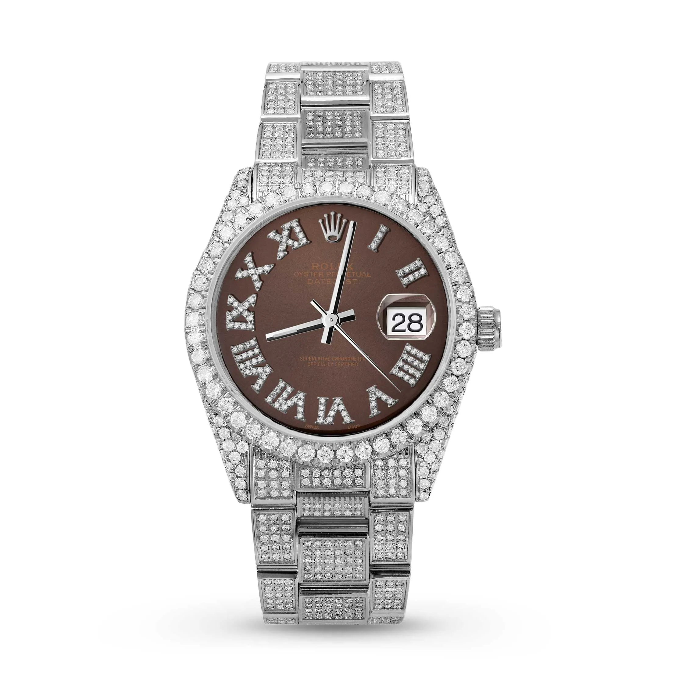 Rolex Datejust Diamond Bezel Watch 36mm Brown Dial | 10.25ct