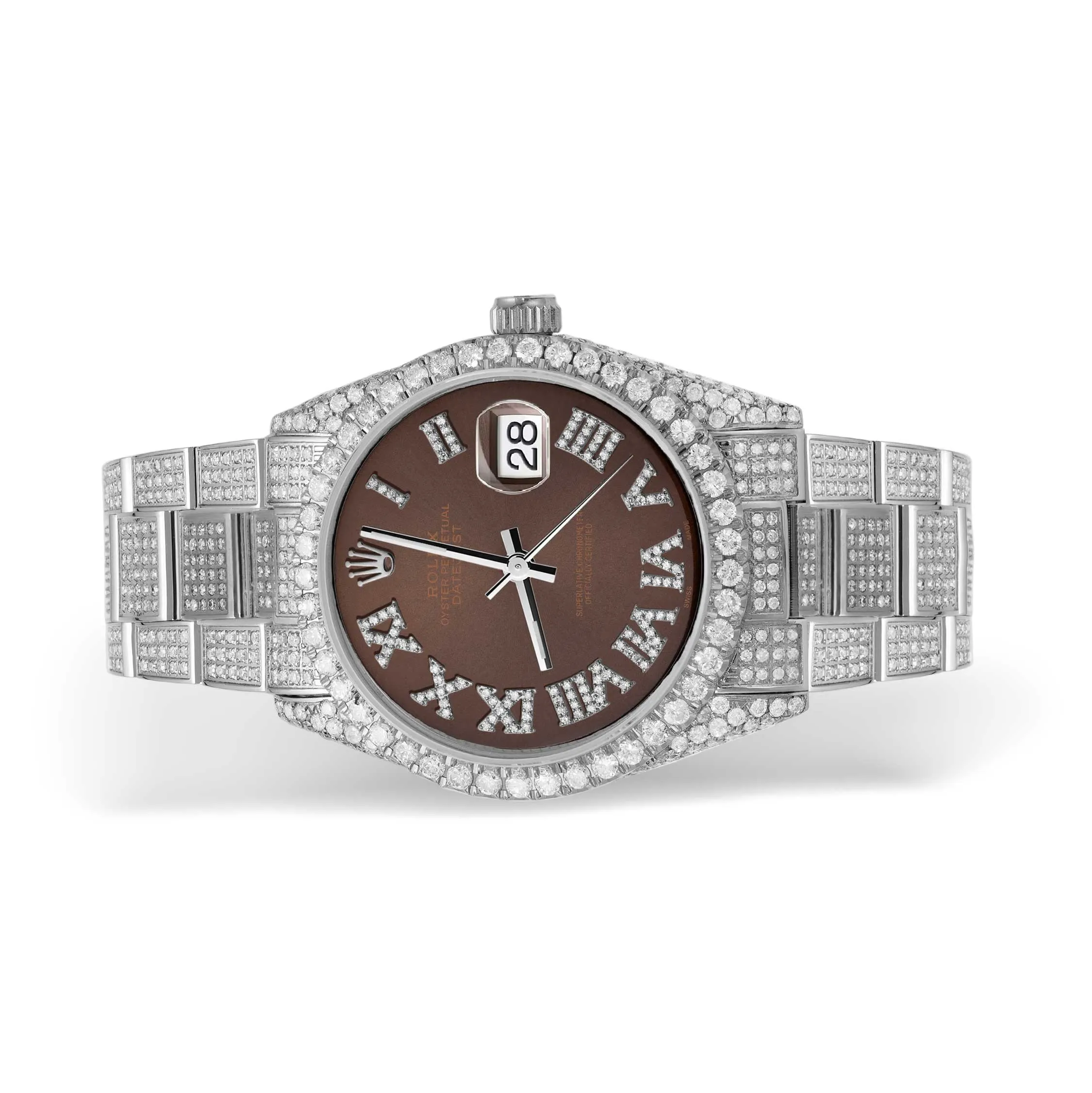 Rolex Datejust Diamond Bezel Watch 36mm Brown Dial | 10.25ct